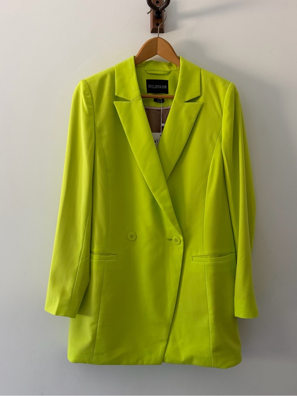 Wildfang Neon Lime Double-Breasted Blazer Jacket